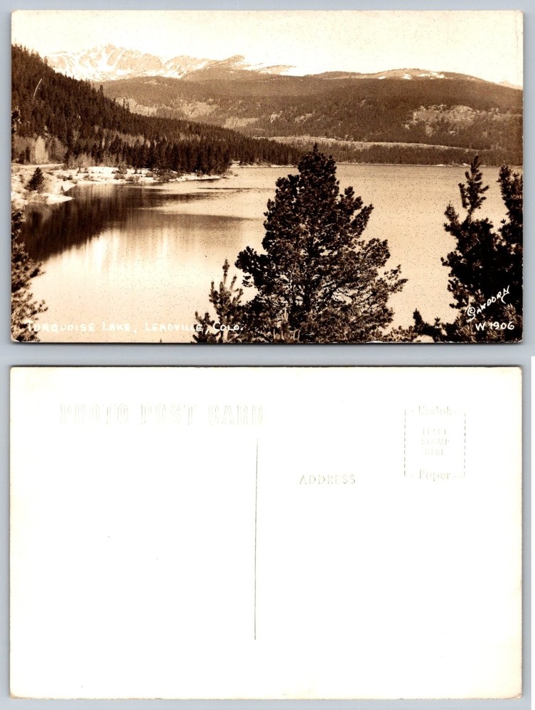 Vintage RPPC Turquoise Lake Leadville CO Colorado Mountains Scenic Postcard