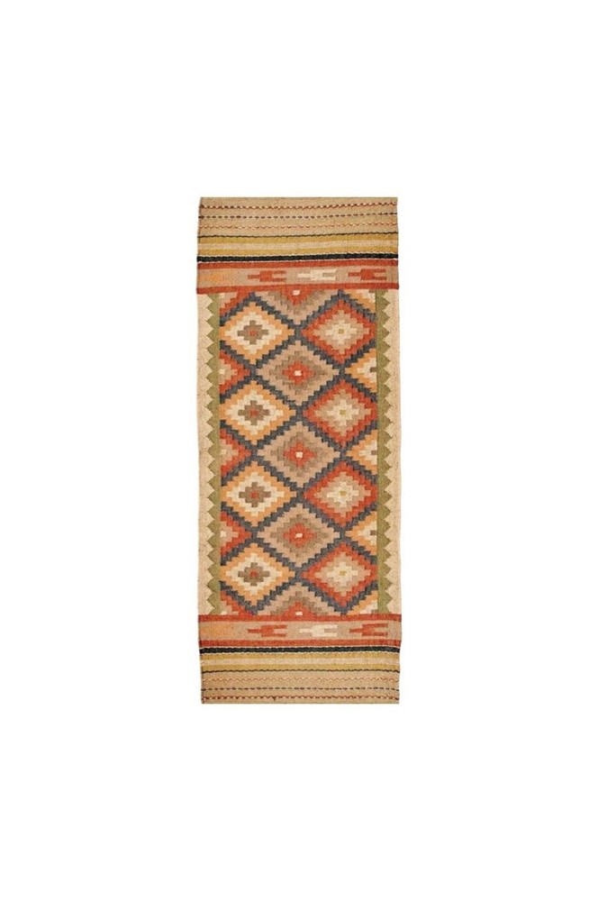 Hand Knotted Runner Wool Jute Kilim Dhurrie Rug Color Multicolor Carpet Rug