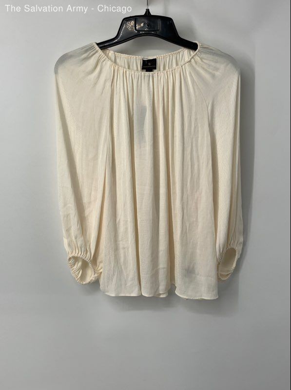 Worthington Womens Cream Long Sleeve Pullover Blouse Top Size Medium