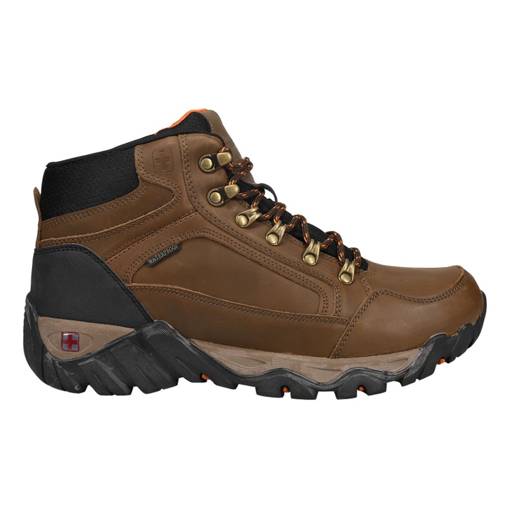 SWISS TECH Mens Brown Snow Hiking Boots PG128 Waterproof Casual Winter Footwear