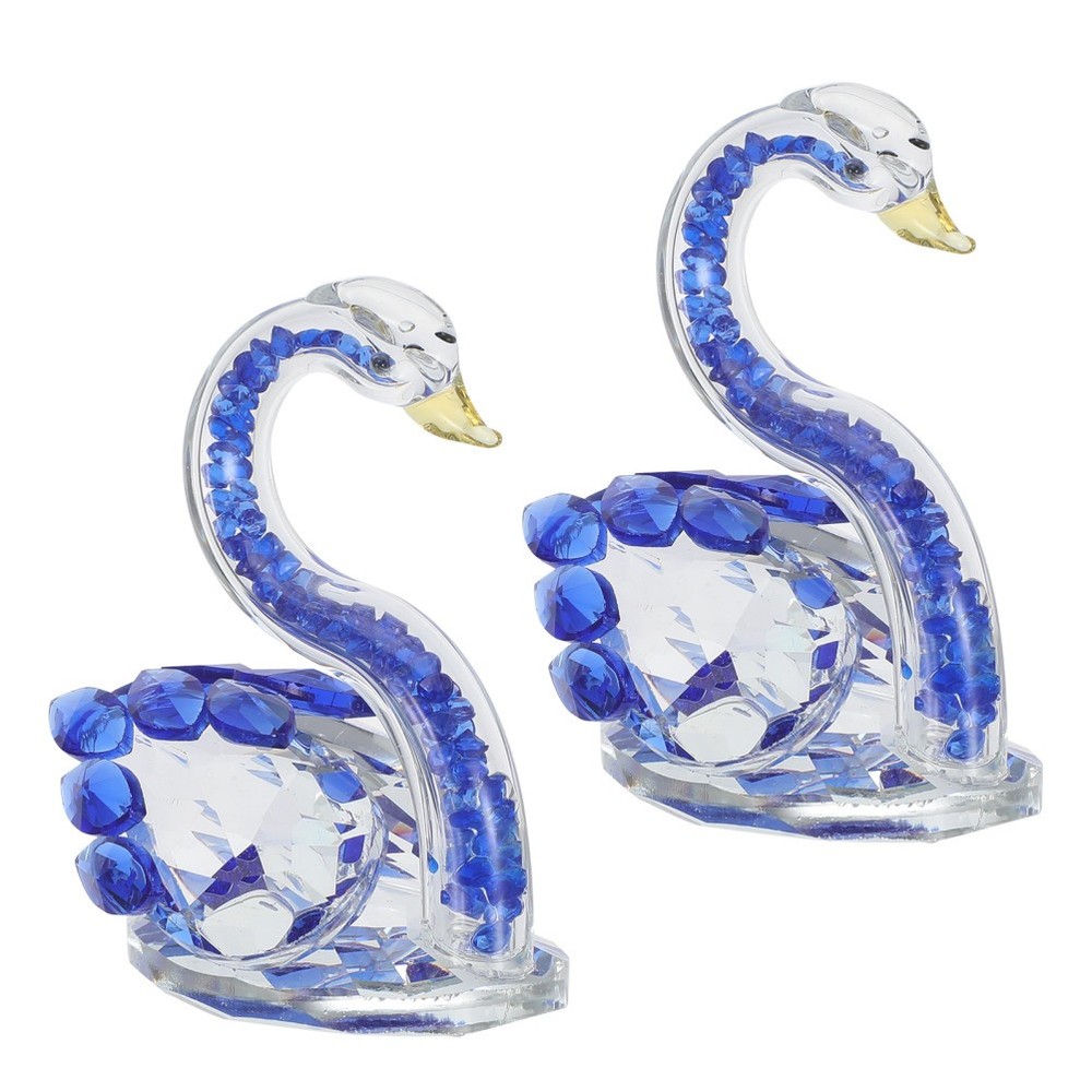 2PCS Sparkle Crystal Swan Decor Figurine - Collection Paperweight Table