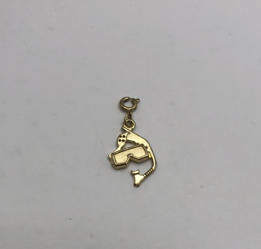 Scuba Mask and Snorkel Charm For Bracelet Or Necklace Spring Ring Gold Tone