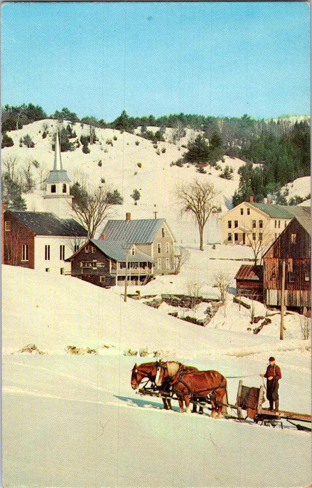 Vintage Postcard Silverton Colorado Snowy Town with Horse Drawn Sleigh