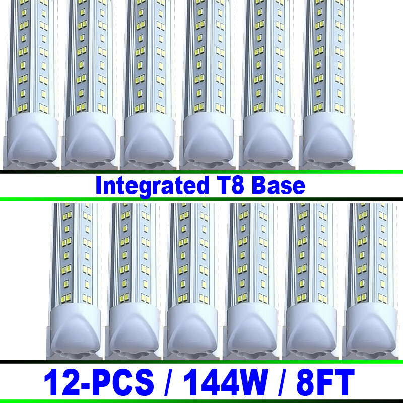 T8 8Ft LED Tube Light Bulbs 8Foot LED Shop Light Fixture 144W 6500k 18000lm 12Pc