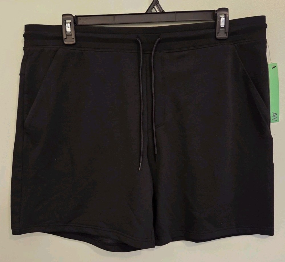 Athletic Works Men's XL 40-42 Knit French Terry Shorts RICH BLACK #10726