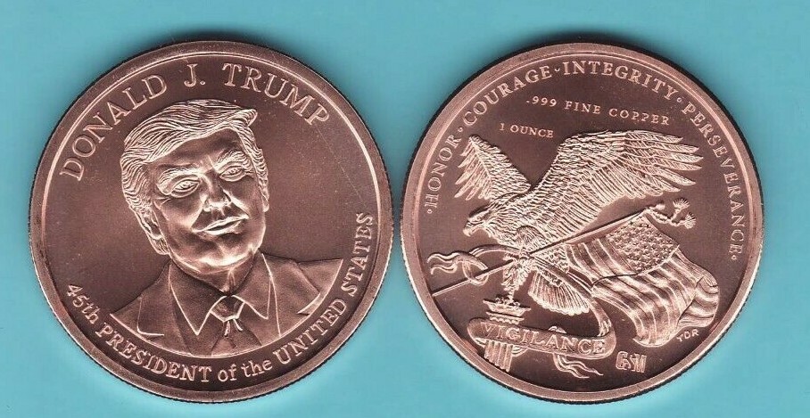 1 oz.  DONALD J. TRUMP   Copper Round Coin  45TH PRESIDENT  New  GSM  Design