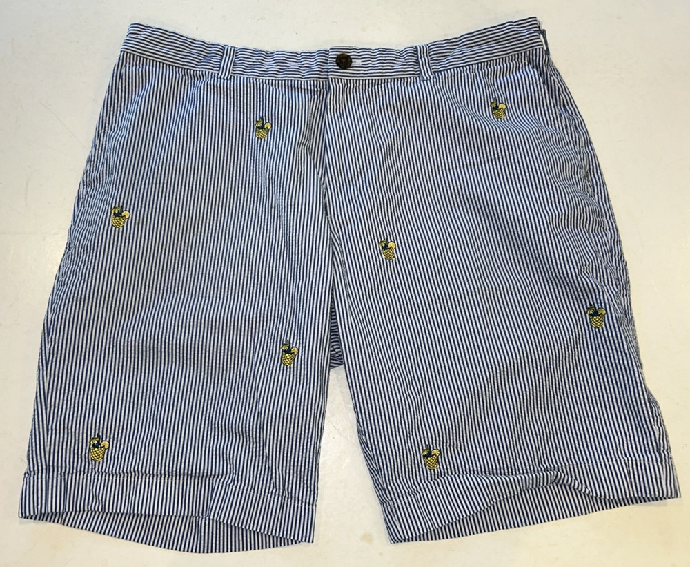 Brooks Brothers Mens Blue White Striped Seersucker Shorts. Size 38