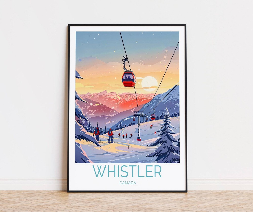 Whistler Travel Print Whistler Ski Resort Poster Canada Travel Wall Art