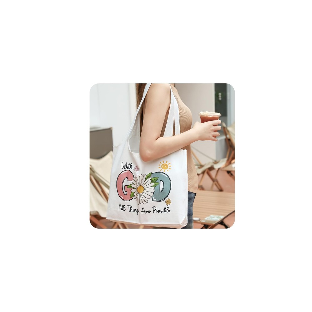 Aesthetic Canvas Tote Bag for Women Reusable Casual Shoulder Shopping Canvas ...