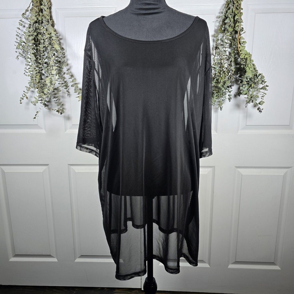 Oversized Sheer Black Tshirt Beach Cover Up Goth Summer Grunge