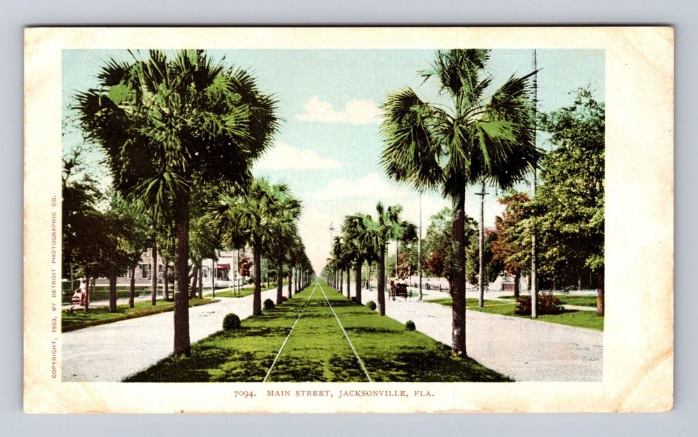 Jacksonville FL-Florida, Main Street, Antique, Vintage Postcard