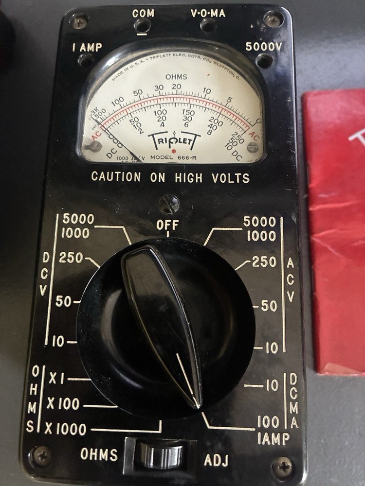 Triplett 666-R Vintage Analog Multimeter Volt-Ohm-Milliammeter 5000V