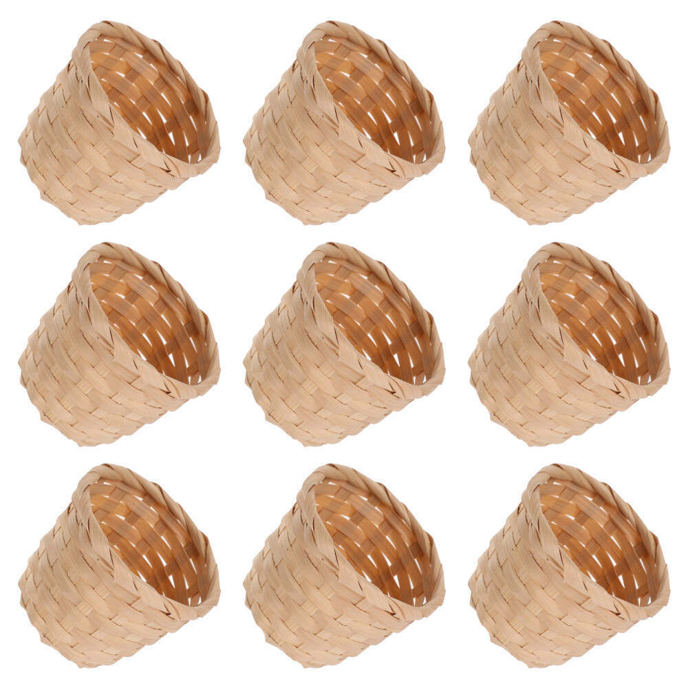 10Pcs Mini Wicker Baskets for Home Decor & Small Item Storage - 9x9x7.5cm