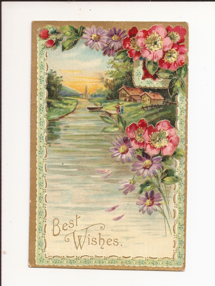 Antique Embossed Postcard Best Wishes Posted 1908 Vintage/Antique Postcard