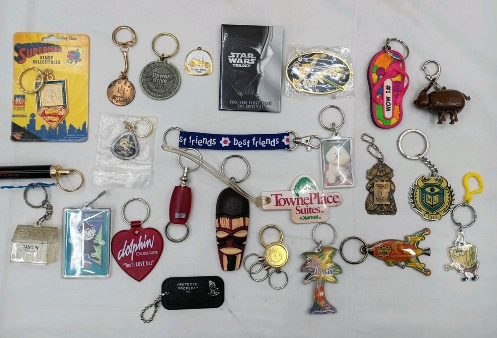 Keychain Lot Vintage to Now Mixed Novelty Advertising, Souvenir, Characters