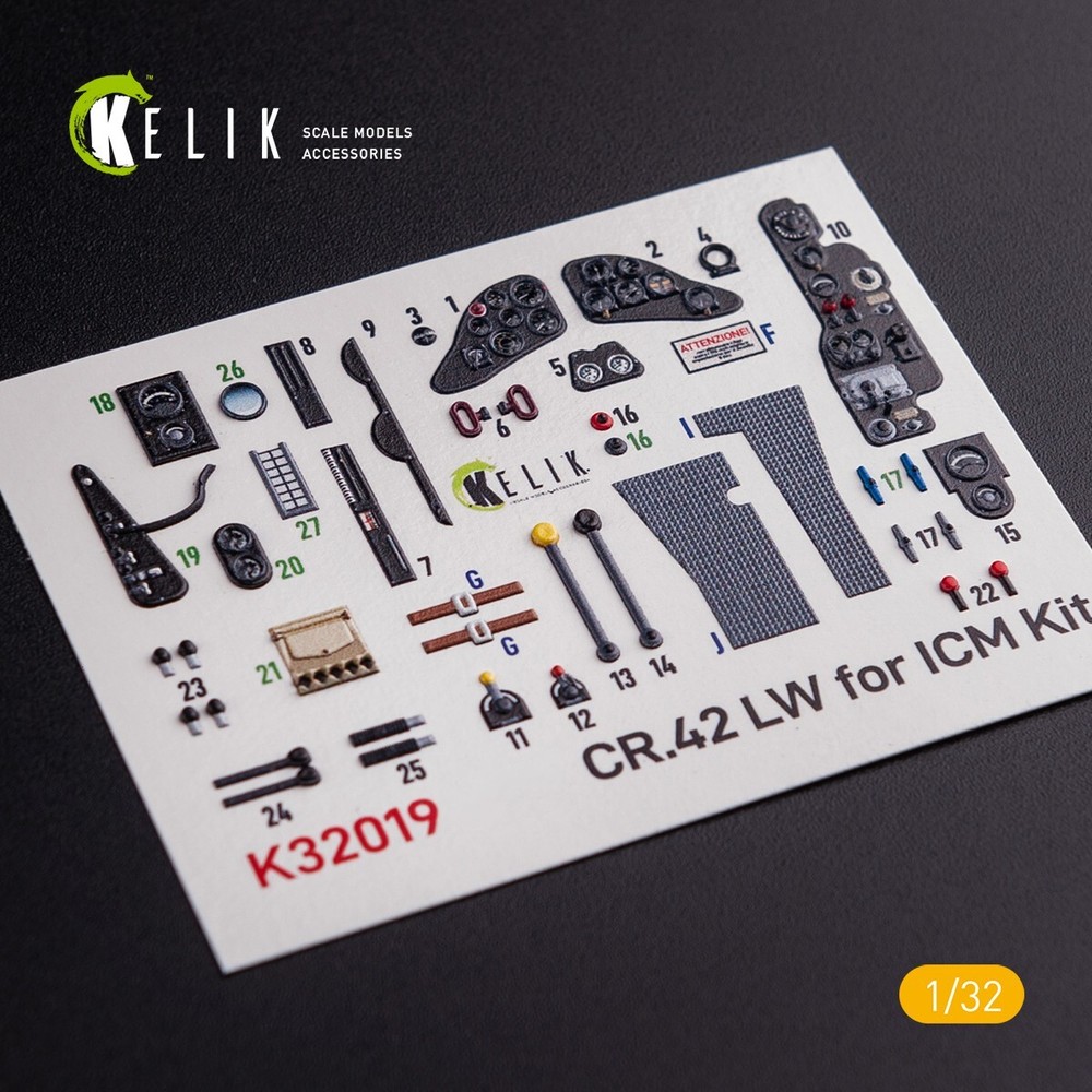 CR.42 LW. Interior 3D Decals (for ICM) Scale 1:32 KeliK K32019