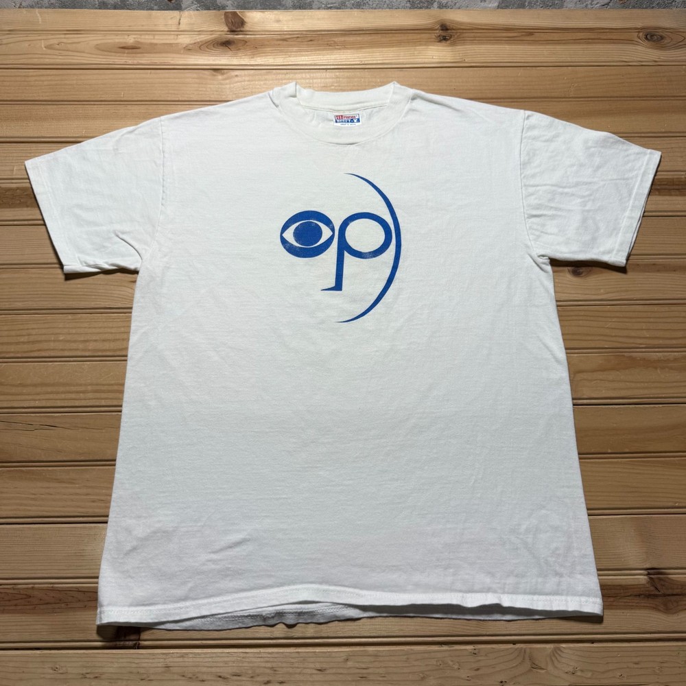 Vintage 90s CBS News Eye Network Logo Television Single Stitch T-Shirt - Large