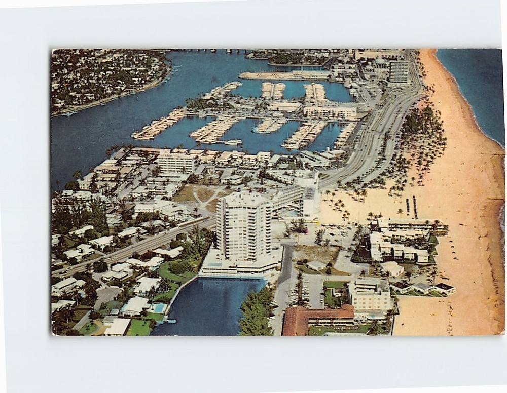 Postcard Aerial View Bahia Mar Fort Lauderdale Florida USA