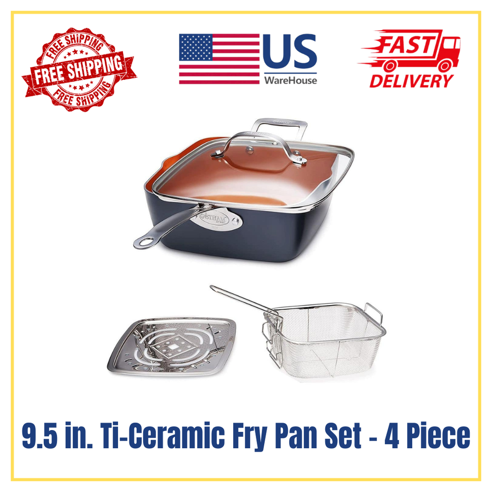 9.5-Inch Ti-Ceramic Non-Stick Deep Fry Pan 4-Piece Set  