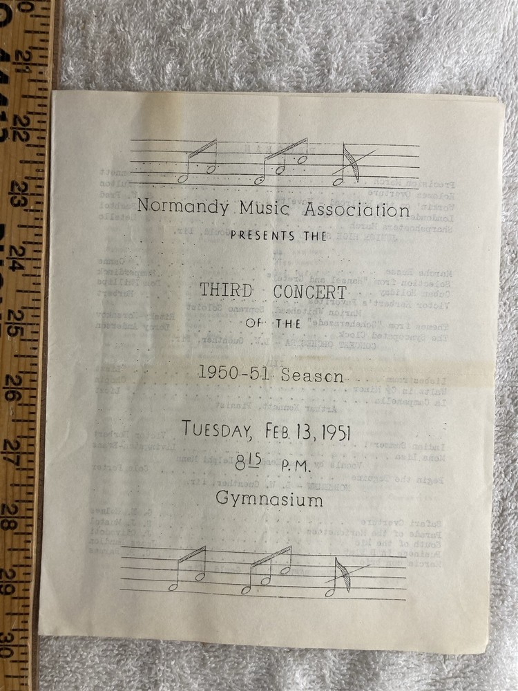 1950 1951 Third Concert Program Music Normandy High School St. Louis MO Vtg