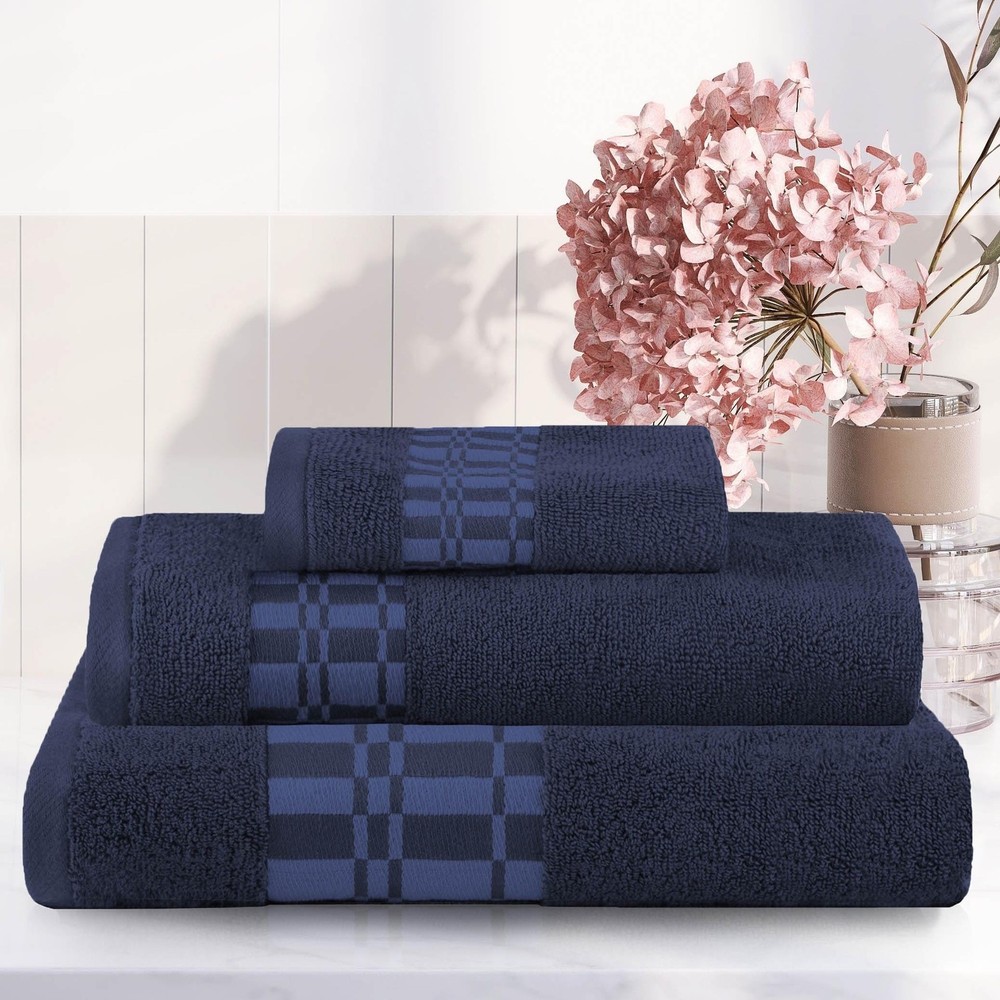 Larissa Soft Cotton Embroidered Geometric Border 3-Piece Bed Set