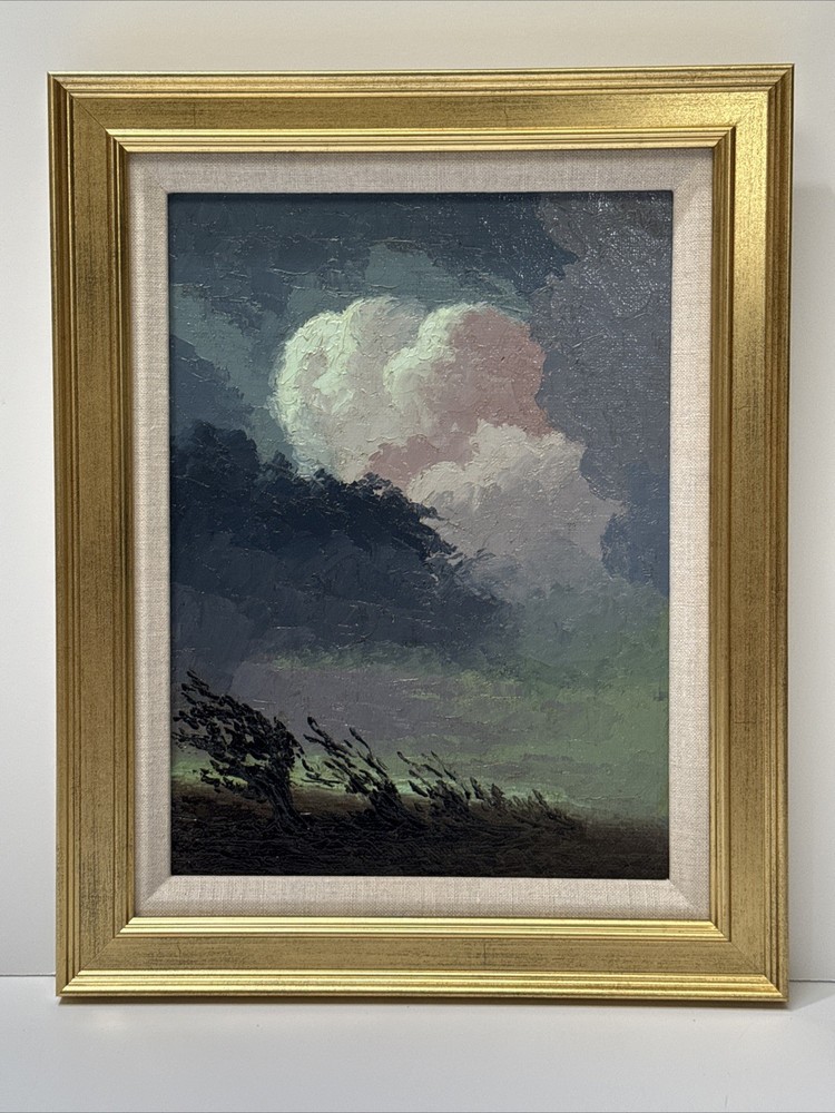 Antique Impressionist Painting Clouds Near Stinson Beach Clay Kelly Listed Oil