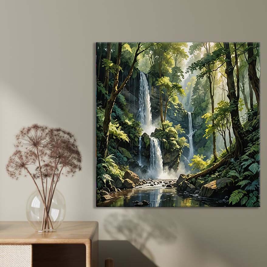 Waterfall in Forest Art Limited Edition High Quality Home Decor Australian Made