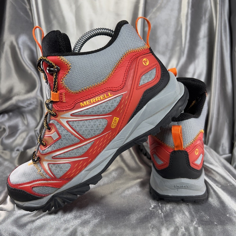 Merrell Capra Bolt Mid Waterproof Hiking Boots Men's 7 / EU 40 Red Gray Gorpcore