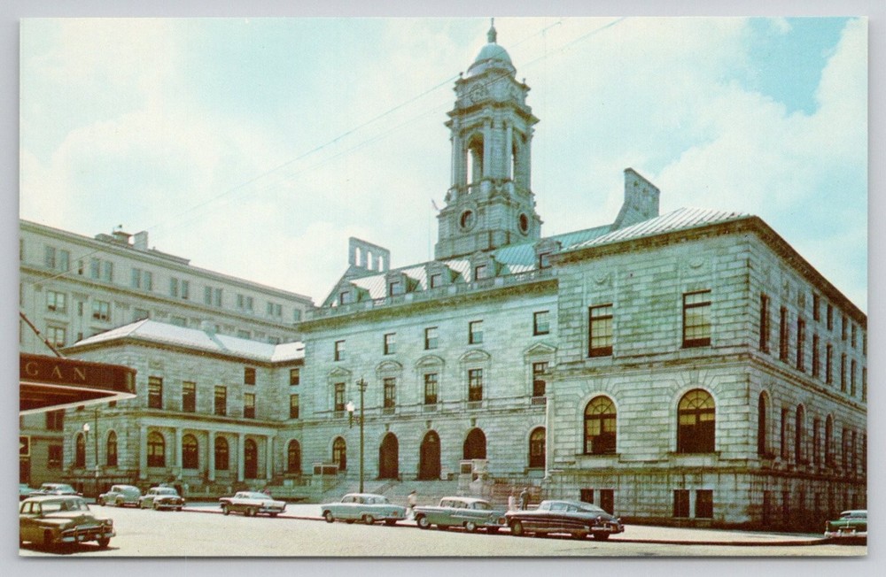 Vintage Portland Maine City Hall Curteichcolor Postcard Unposted