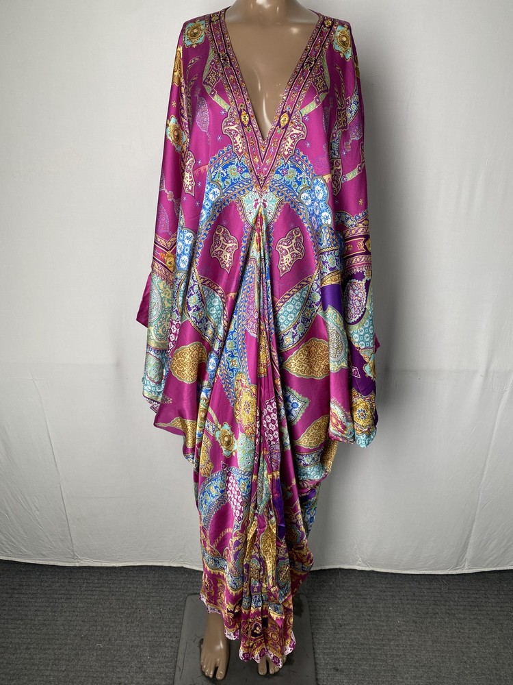 Camilla Womens Maxi Kaftan Pink One Size T-Shape Concubines Sultans & Courtiers