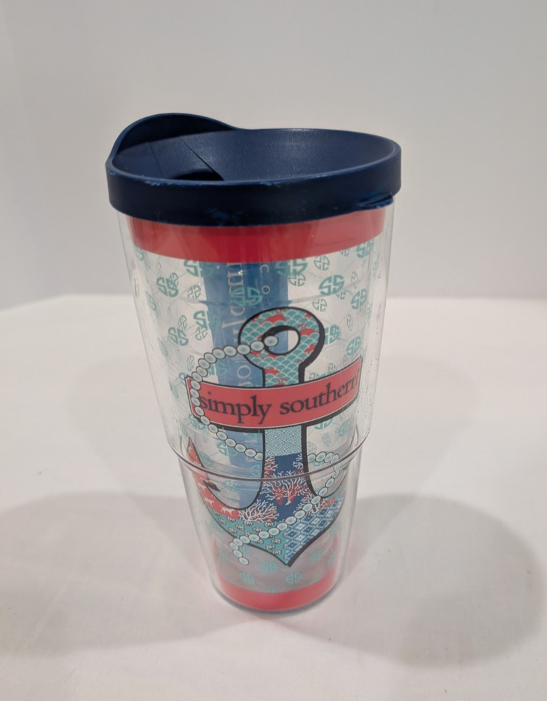 Tervis Simply Southern 24oz Tumbler Blue Lid Anchor Pearls Dogs Coral Ships Free