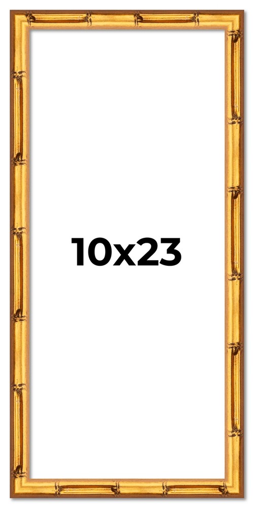 10x23 Frame Gold Bamboo Solid Wood Picture Frame | 1 Inch Moulding Width | Inter