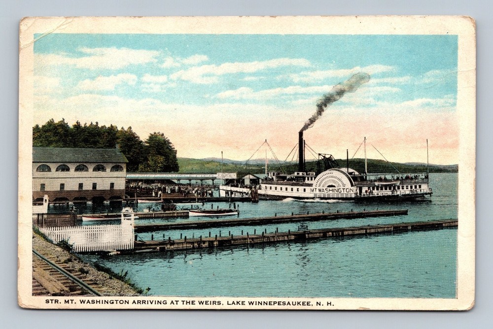 Vintage Postcard Str. Mt. Washington Arriving at The Weirs Lake Winnipesaukee NH