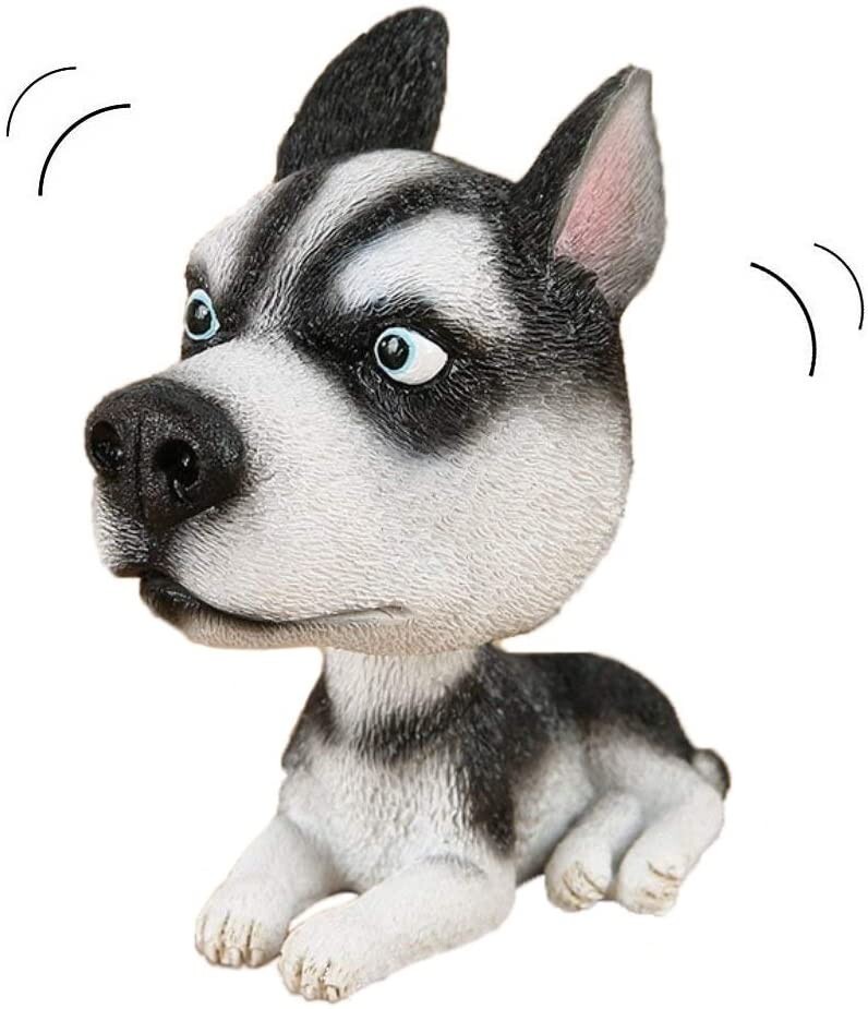 Siberian Husky Dog Bobbing Head Nodding Dog Ornaments Mini Bobble-Head for Car
