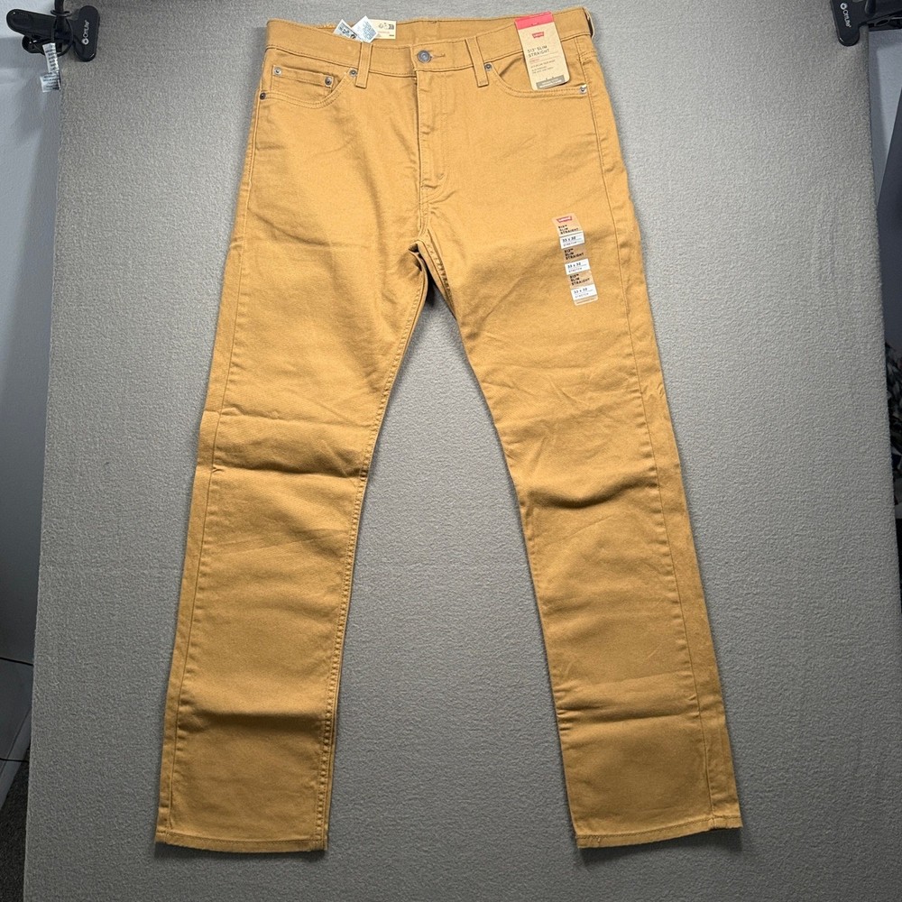 Levi's 513 Slim Straight Pants Mens 33x32 Tan Stretch Denim 085130424