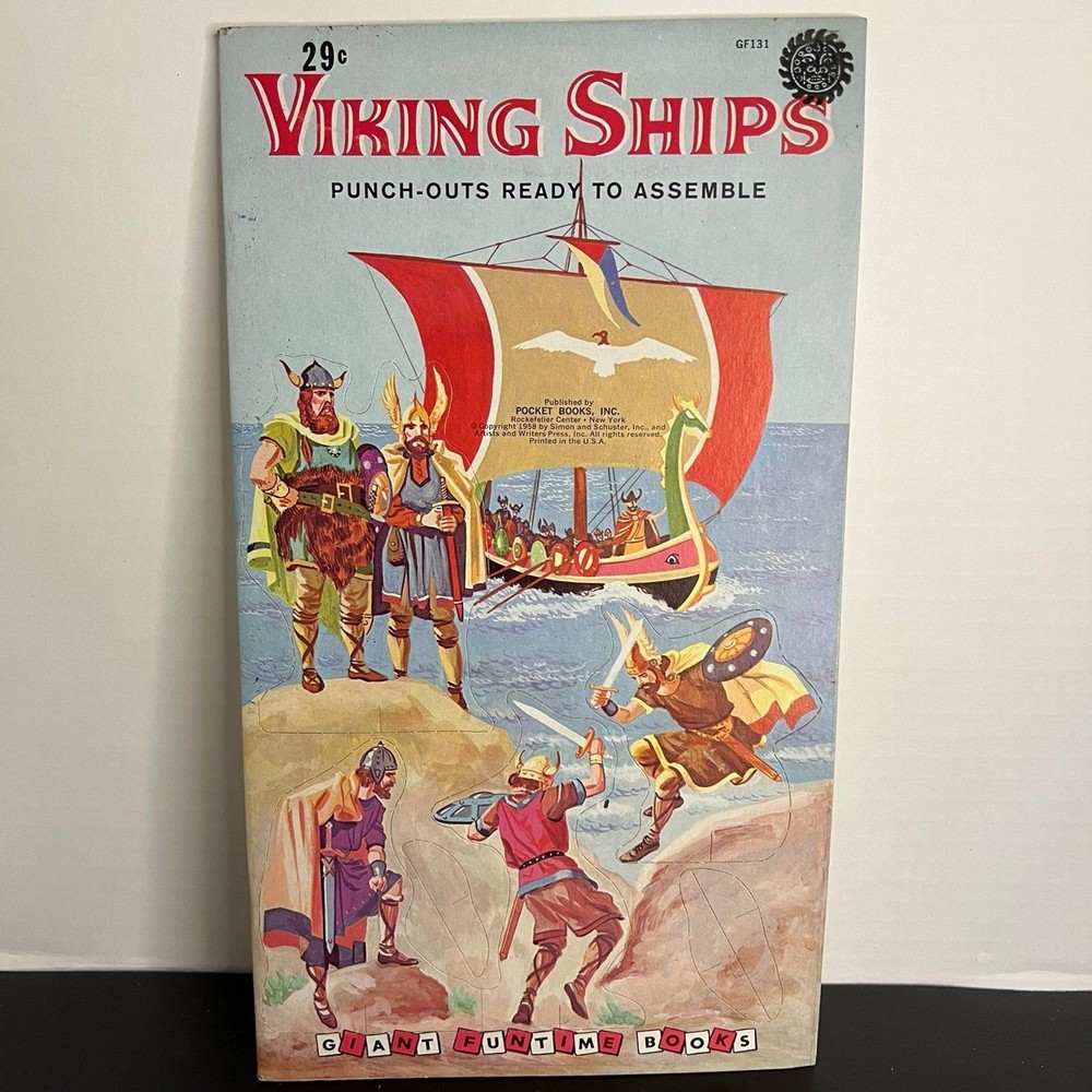 Vintage Orig 1958 Golden Funtime Viking Ships Punch Out And Assemble Book RARE