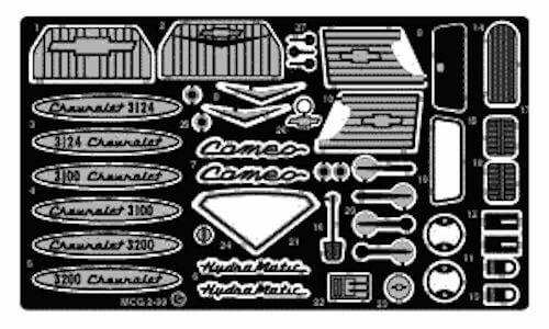 Model Car Garage Photo-Etched Detail Set 1/25 1957 Chevy Cameo Pickup MCG-2151