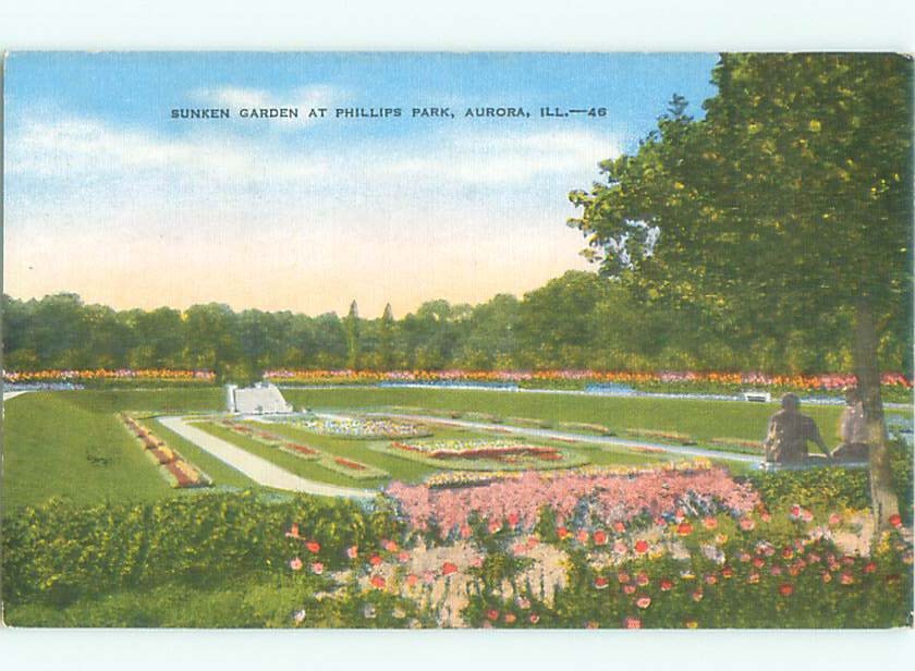 Linen GARDEN SCENE Aurora - Near Chicago Illinois IL m/09 AF6887@