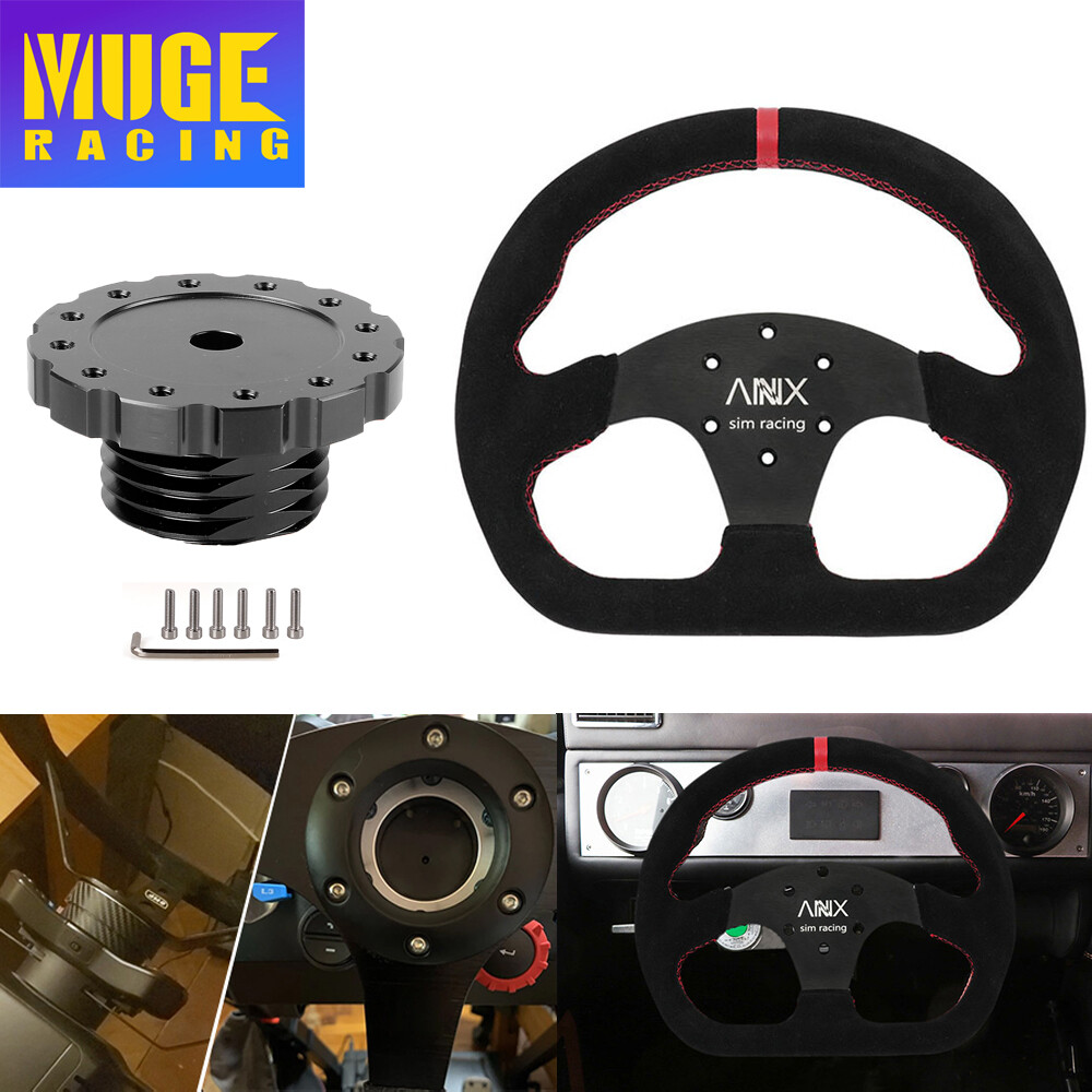 Suede Leather Steering Wheel + Hub Adapter For Thrustmaster T500/T300 /TS-PC/TX