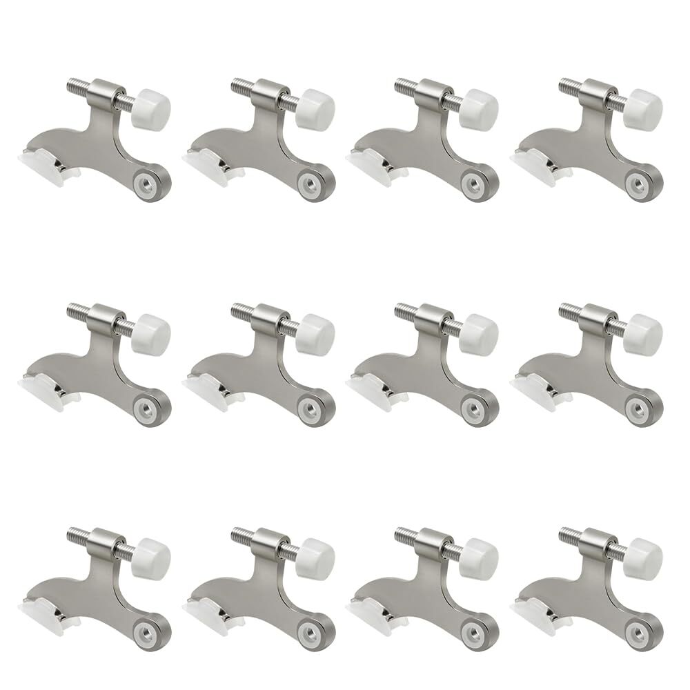 12 Pack Hinge Pin Brushed Nickel Door Stopper, Adjustable Heavy Duty Hinge Pi...