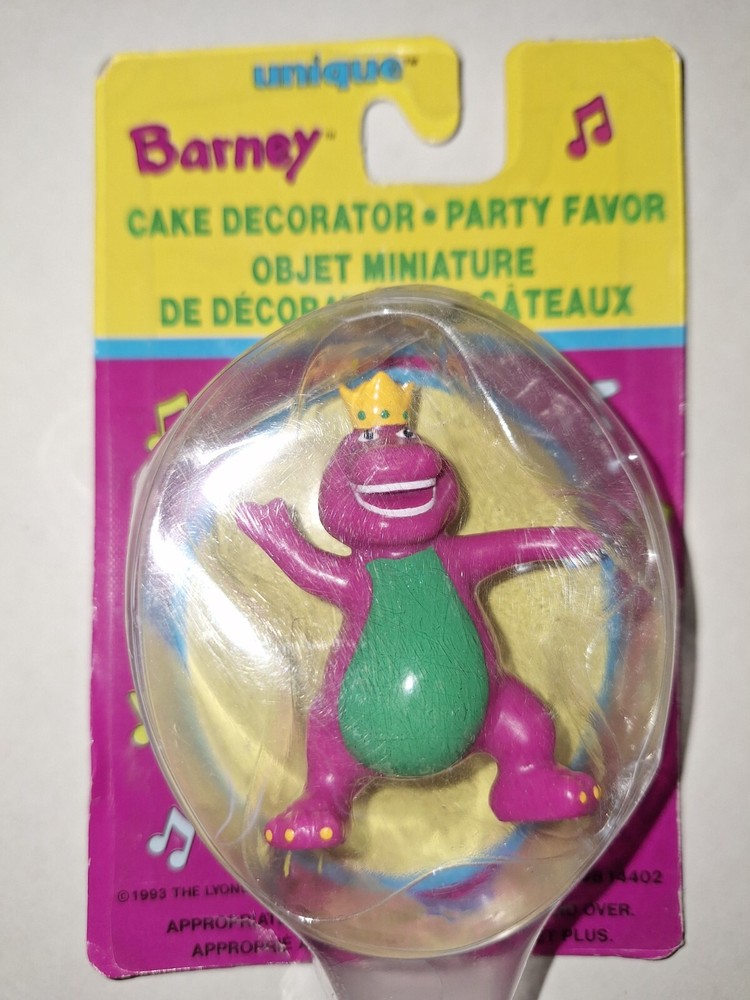 Vintage Barney Purple Dinosaur Cake Topper with Crown Party Decor NOS