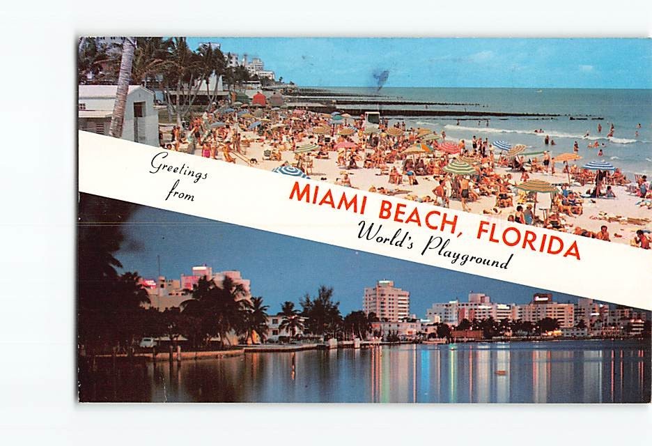 Postcard Greetings from Miami Beach Florida World's Playground USA North America