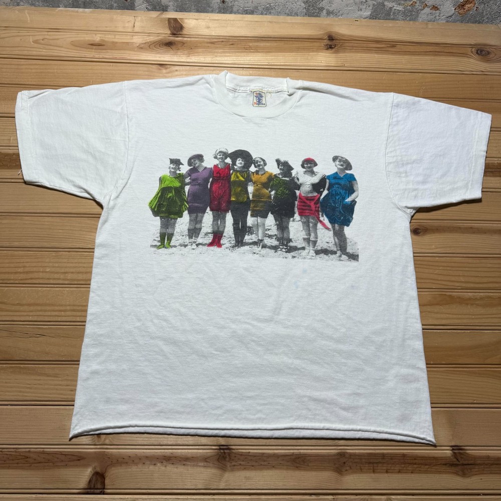 Vintage 90s Bathing Beauties Photo Colorized Single Stitch Graphic T-Shirt Large