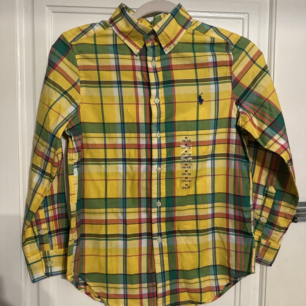 Ralph Lauren Boys Size 7 Multicolor Plaid Button Down Long Sleeve Dress Shirt