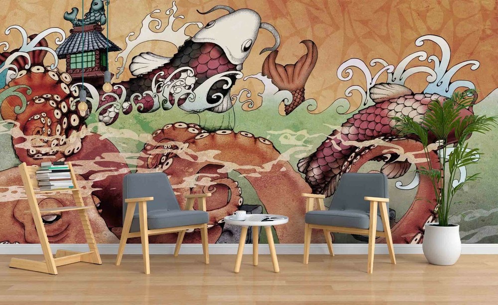 3D Abstract Octopus Street Graffiti Wallpaper Wall Murals Removable Wallpaper 15-image