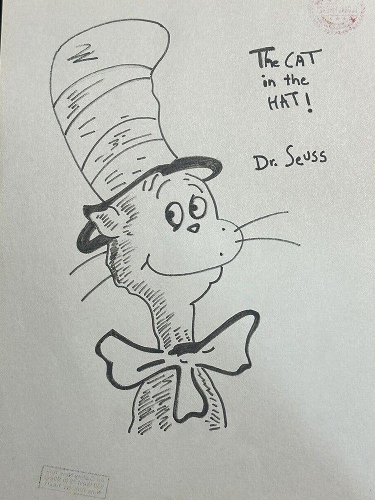 Dr. Seuss COA Art Drawing Painting Vintage Handmade Signed Original Paper