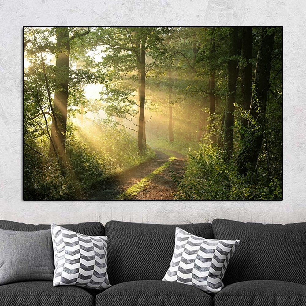 Sunshine Canvas Painting Green Forest Picture Wall Art Canvas Print Art Posters