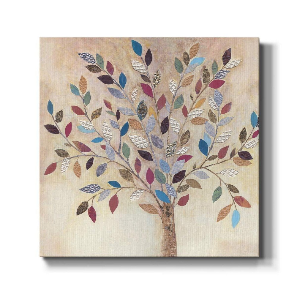 Square Premium Gallery Wrapped Canvas Flower Multicolor Wall Art Abstract Flo...