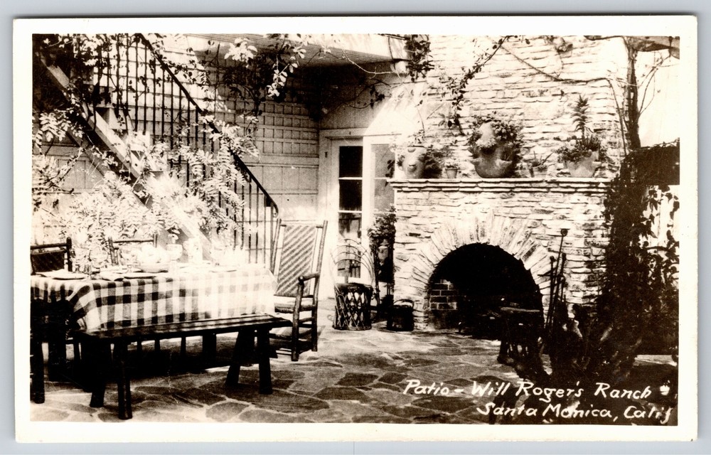 RPPC~Patio Will Rogers Ranch Santa Monica California~Real Photo Postcard