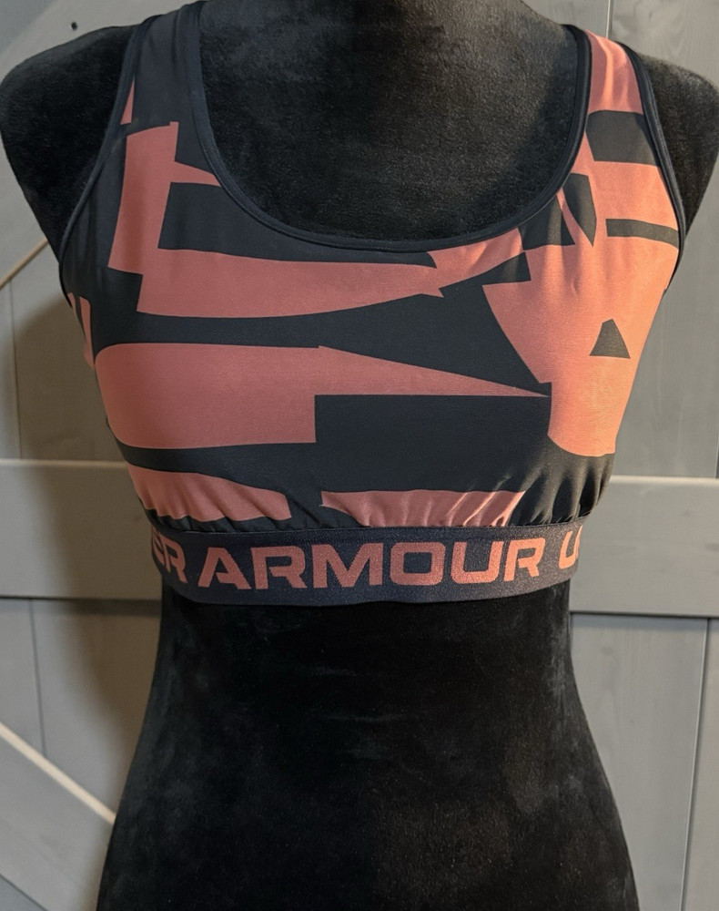 Under Armour Compression Sports Bra XL Pink Black Crossback Pullover